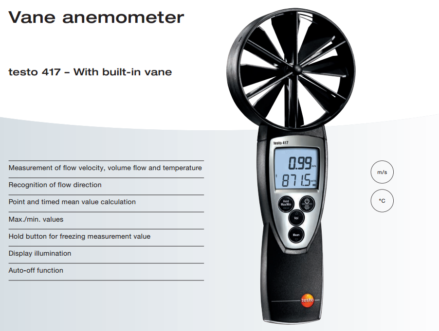 德國testo 417 - 葉輪風速儀