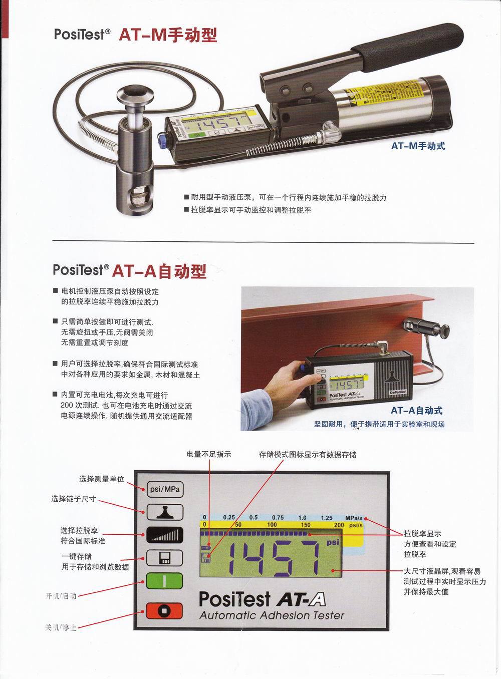 Posifest拉脫法附著力試驗儀型號說明