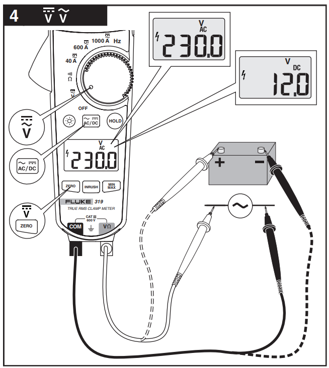 Fluke 317電流表用戶手冊步驟3、4