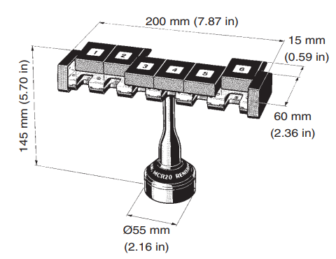 MCR20測(cè)針模塊交換架尺寸示意圖
